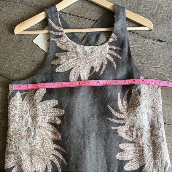 Las Surenas Tiger Floral Gray Linen Maxi Dress - Picture 3 of 6